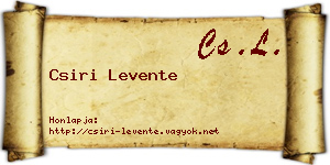 Csiri Levente névjegykártya